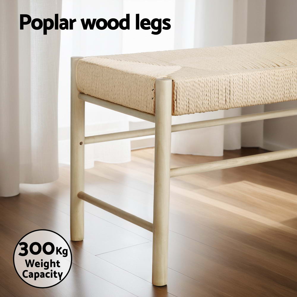 Moe 100cm Dining Bench Paper Rope Seat Pine