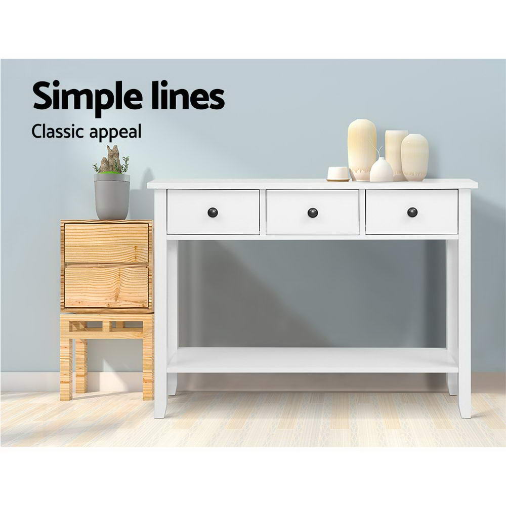 Chole 100cm Console Table 3 Drawers White