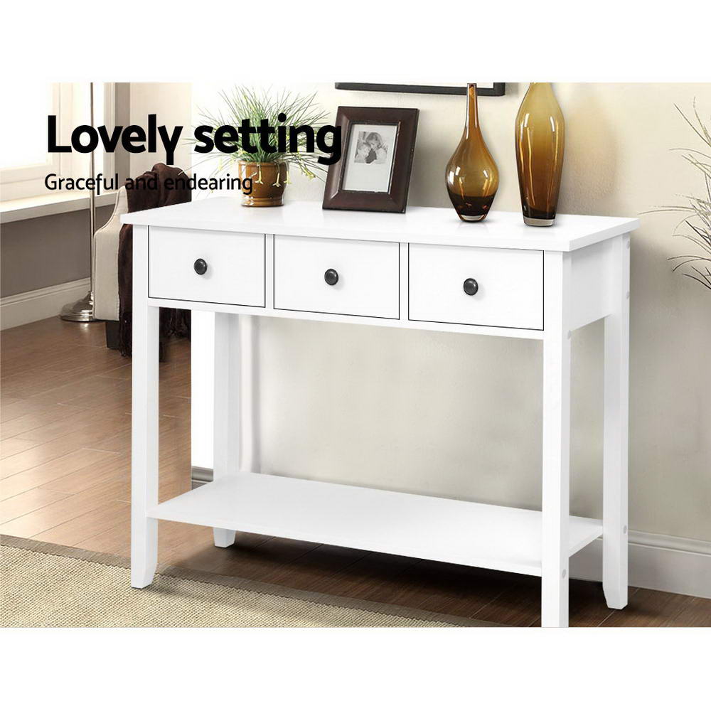 Chole 100cm Console Table 3 Drawers White