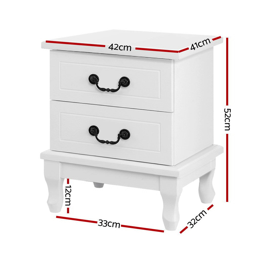 KUBI 2-Drawer Bedside Table White