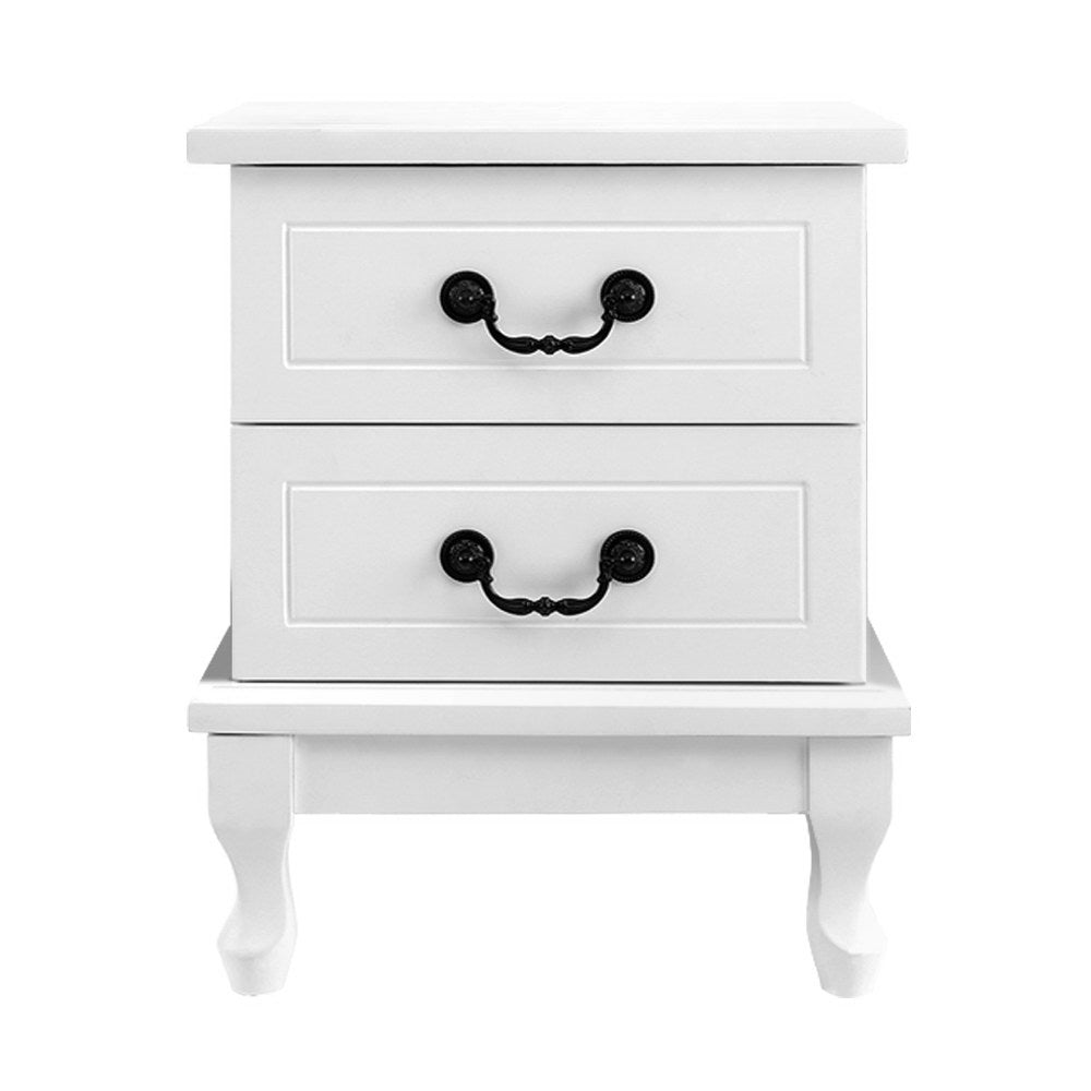 KUBI 2-Drawer Bedside Table White