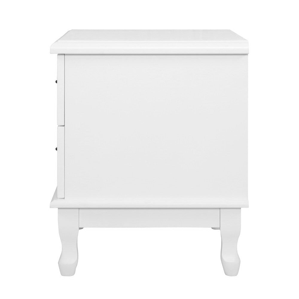 KUBI 2-Drawer Bedside Table White
