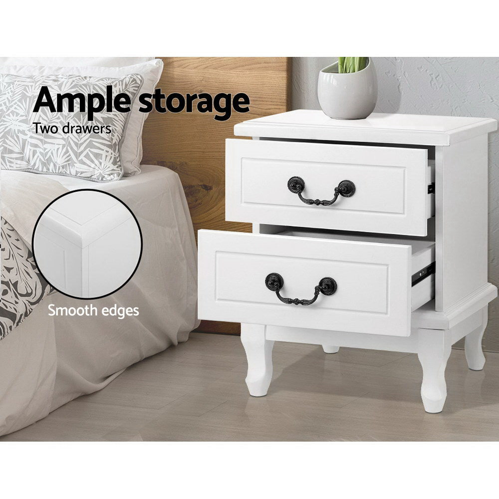 KUBI 2-Drawer Bedside Table White