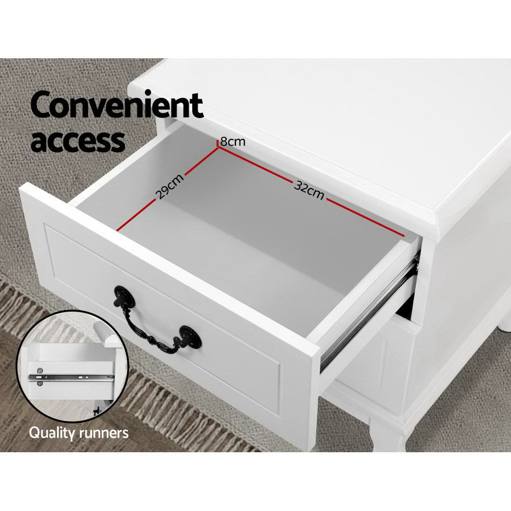 KUBI 2-Drawer Bedside Table White