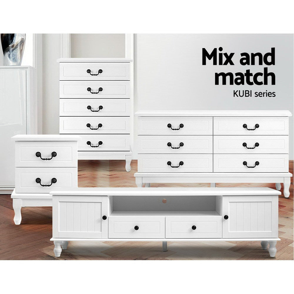 KUBI 2-Drawer Bedside Table White