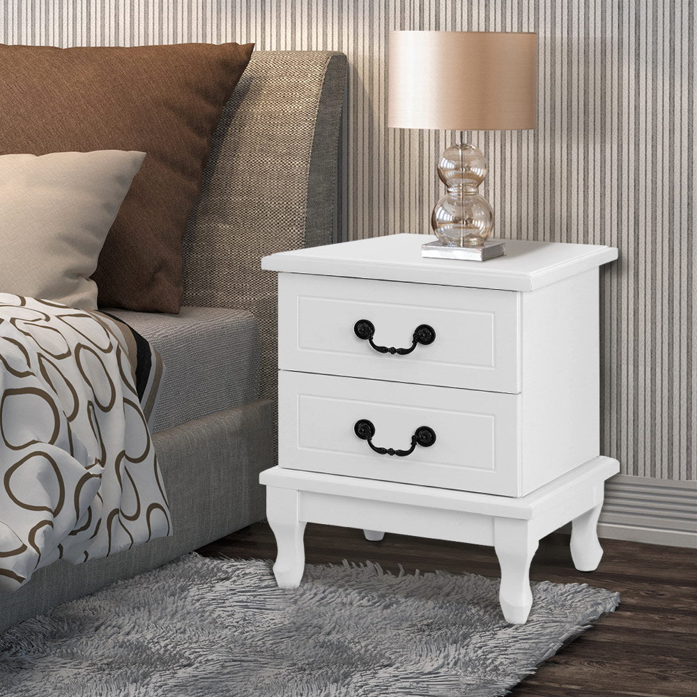 KUBI 2-Drawer Bedside Table White