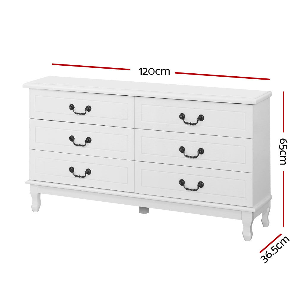 KUBI 6-Drawer Lowboy White Chest