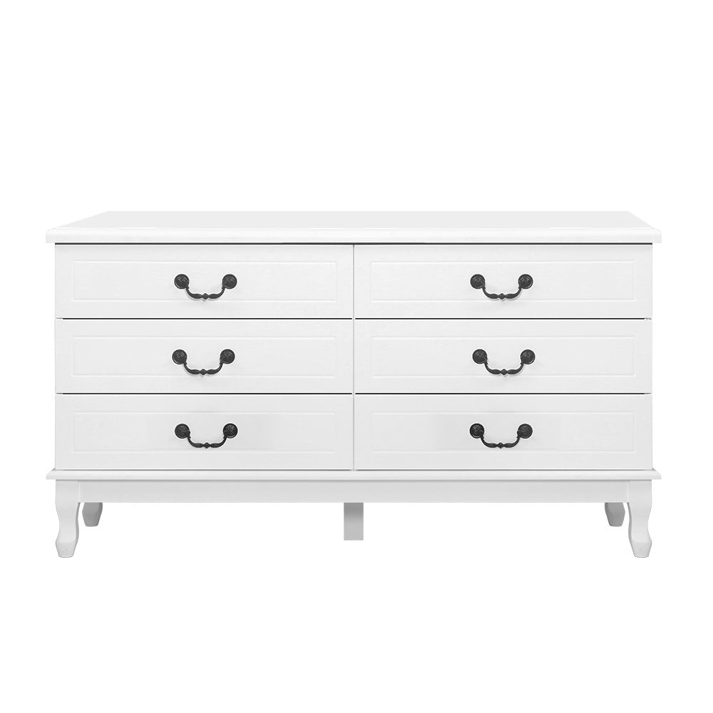 KUBI 6-Drawer Lowboy White Chest