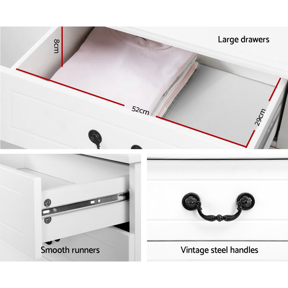 KUBI 6-Drawer Lowboy White Chest