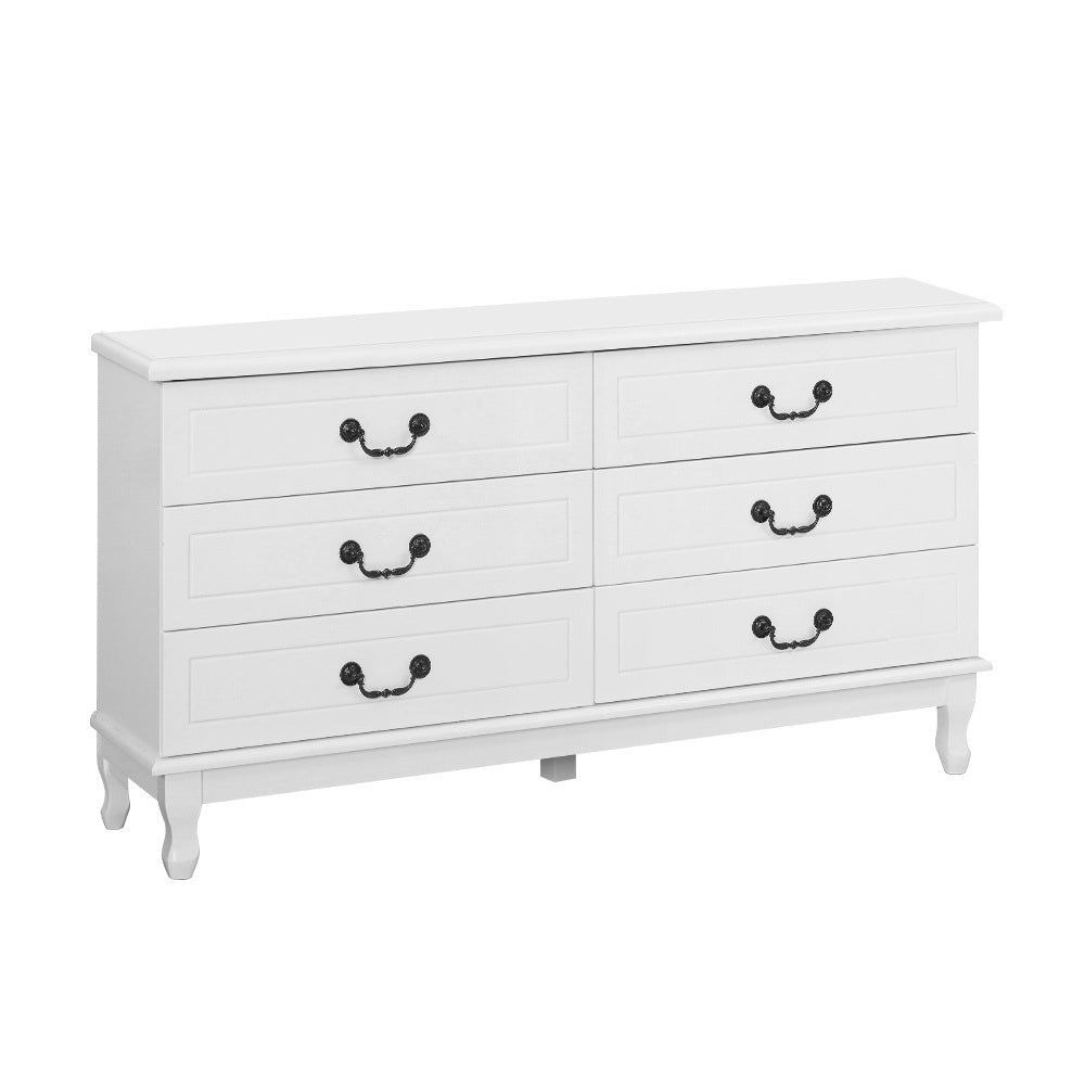 KUBI 6-Drawer Lowboy White Chest