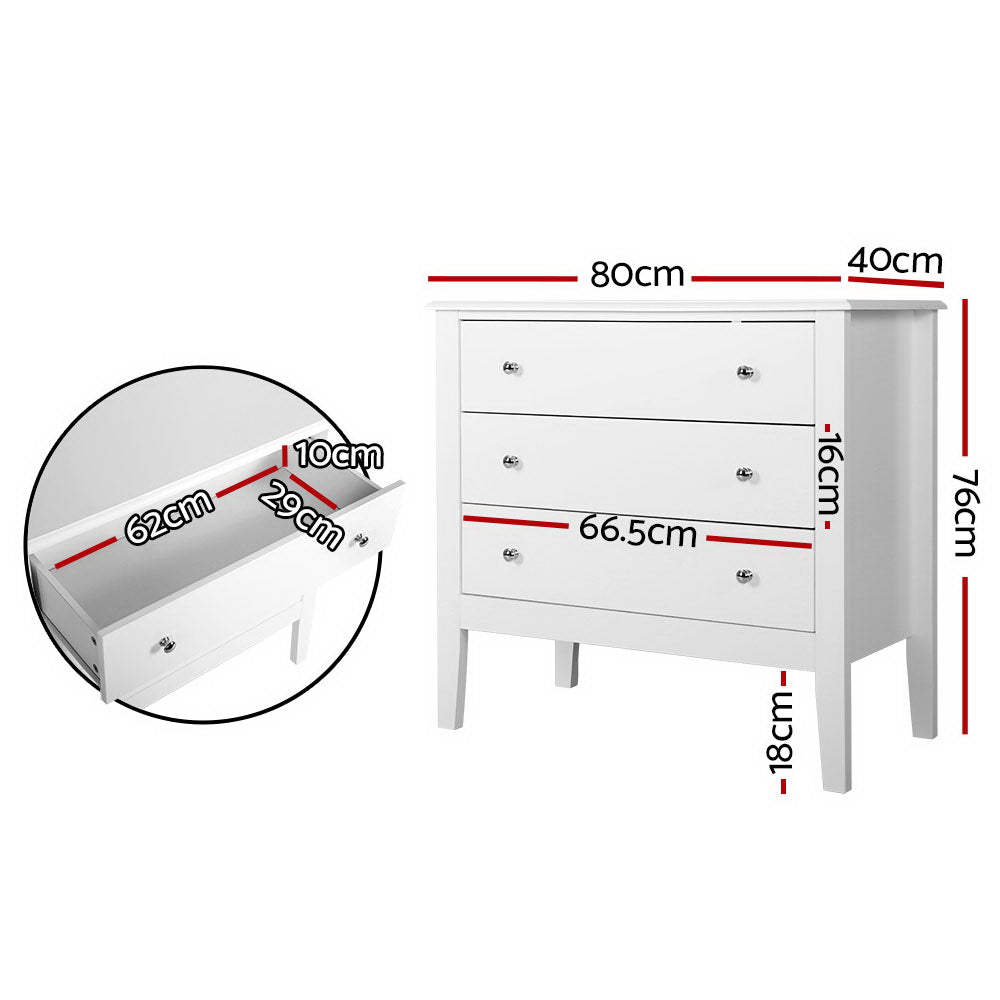 Brittany 3-Drawer Chest White