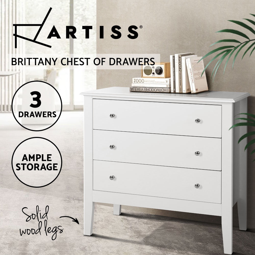 Brittany 3-Drawer Chest White