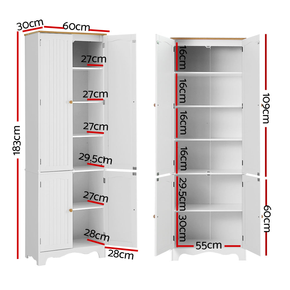 Berne Tall Cupboard 4-Door Sideboard White