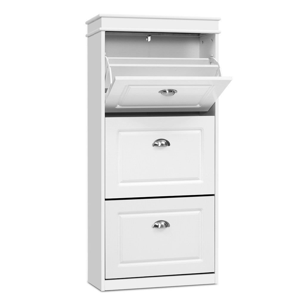Sena 3-Tier Shoe Rack Cabinet 18 Pairs White