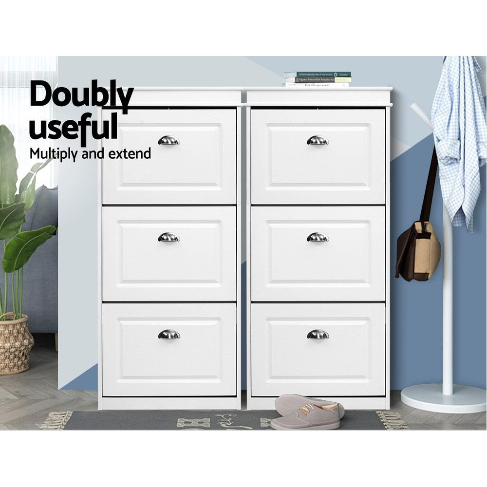 Sena 3-Tier Shoe Rack Cabinet 18 Pairs White