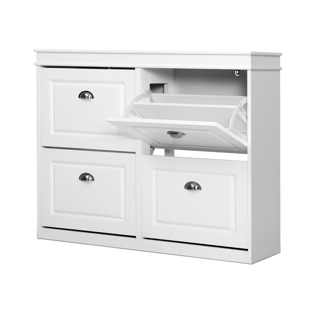 Paul 4-Tier Shoe Rack Cabinet 16 Pairs White