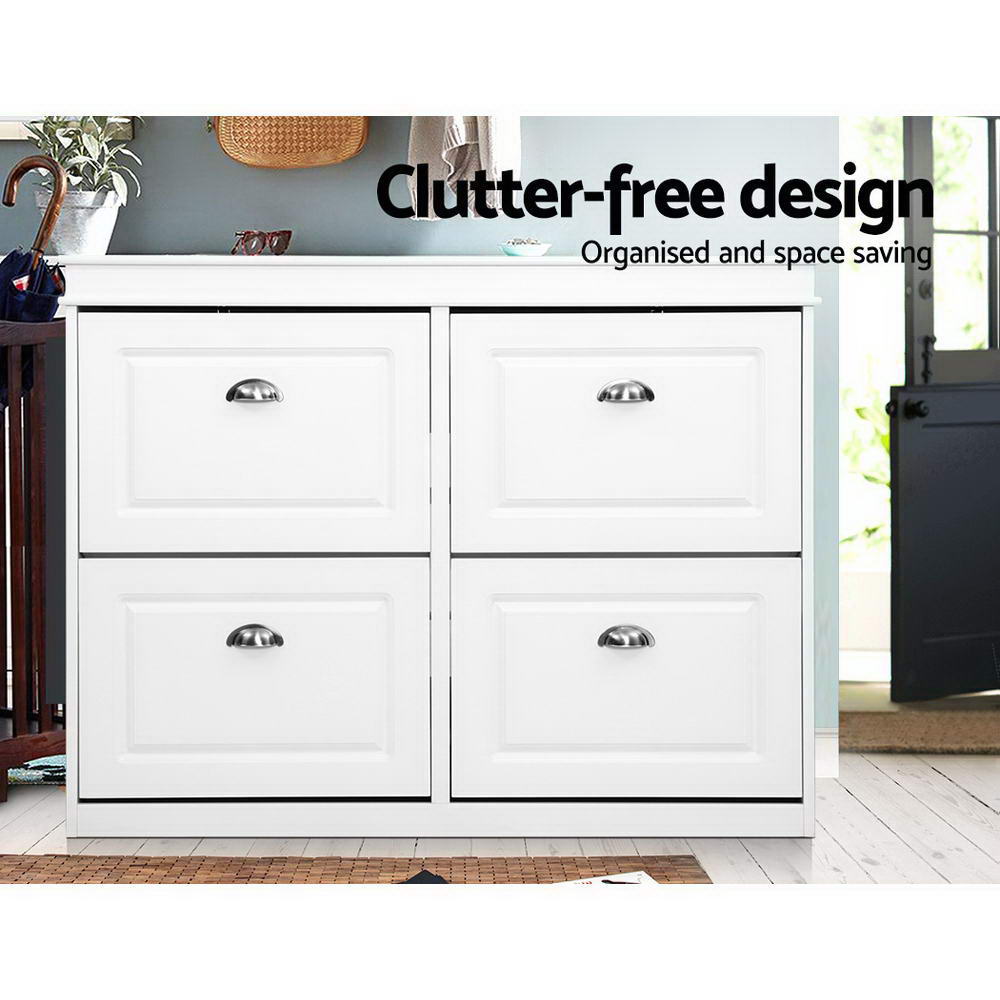 Paul 4-Tier Shoe Rack Cabinet 16 Pairs White