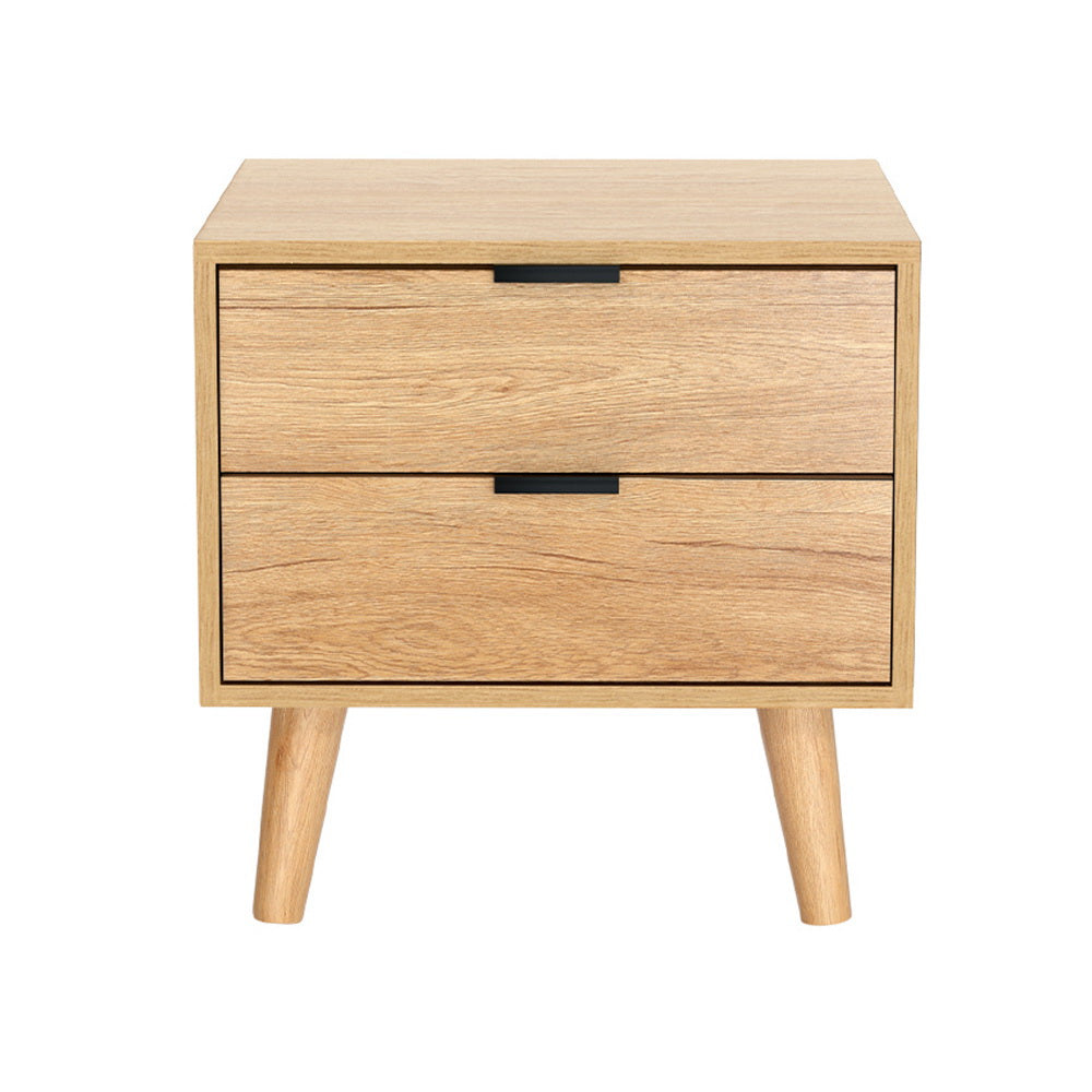 Scandinavian 2-Drawer Bedside Table Pine