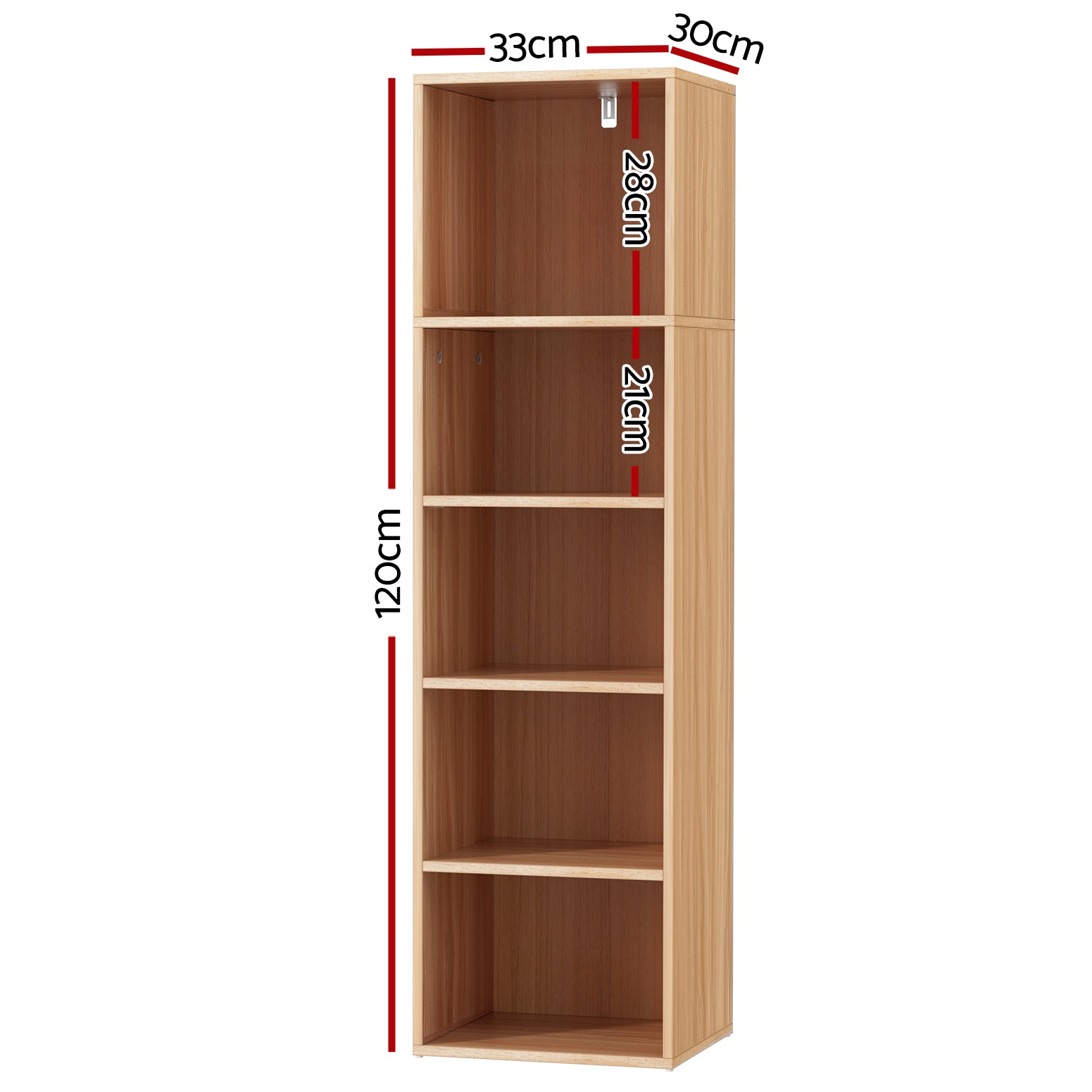 MILO 5-Tier Bookshelf Pine