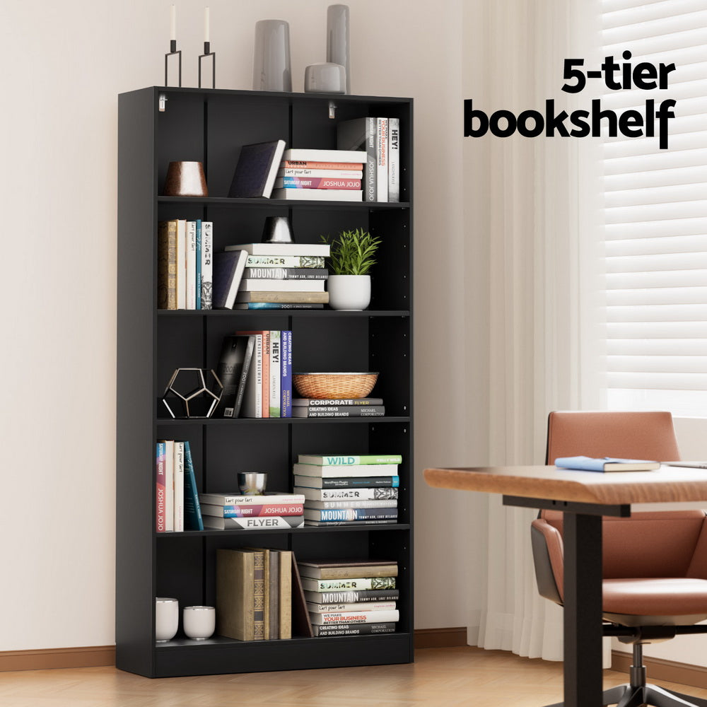 ANTON 5-Tier Bookshelf Black