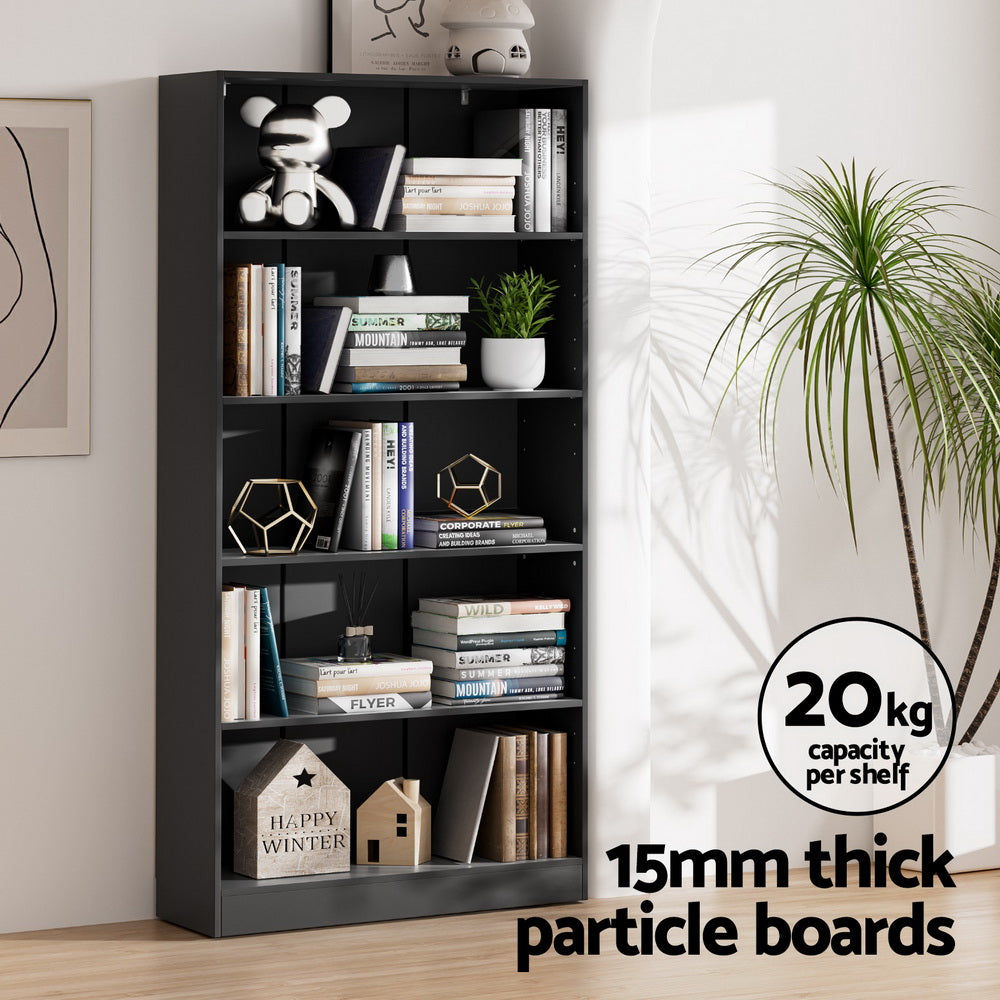 ANTON 5-Tier Bookshelf Black