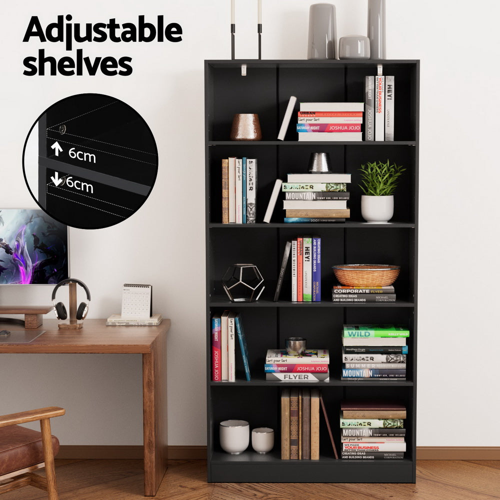 ANTON 5-Tier Bookshelf Black