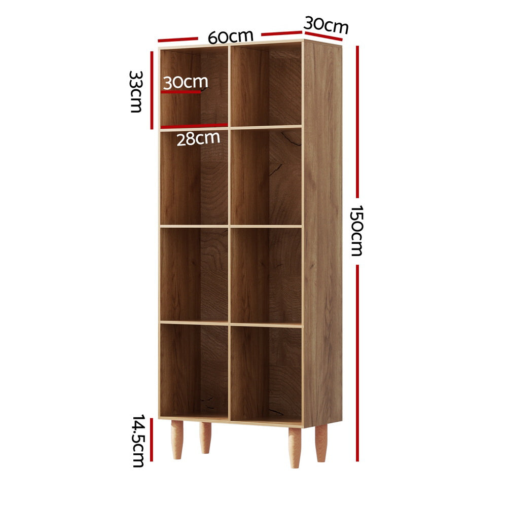 4-Tier Multi-Compartment Bookshelf, Walnut - Artiss