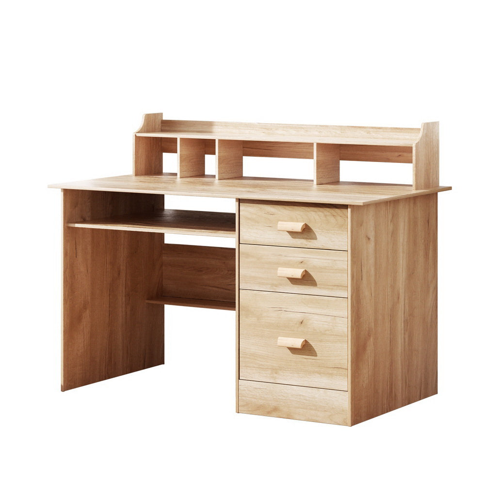 Pine Particle Board Computer Desk with Shelves & Drawers - Artiss