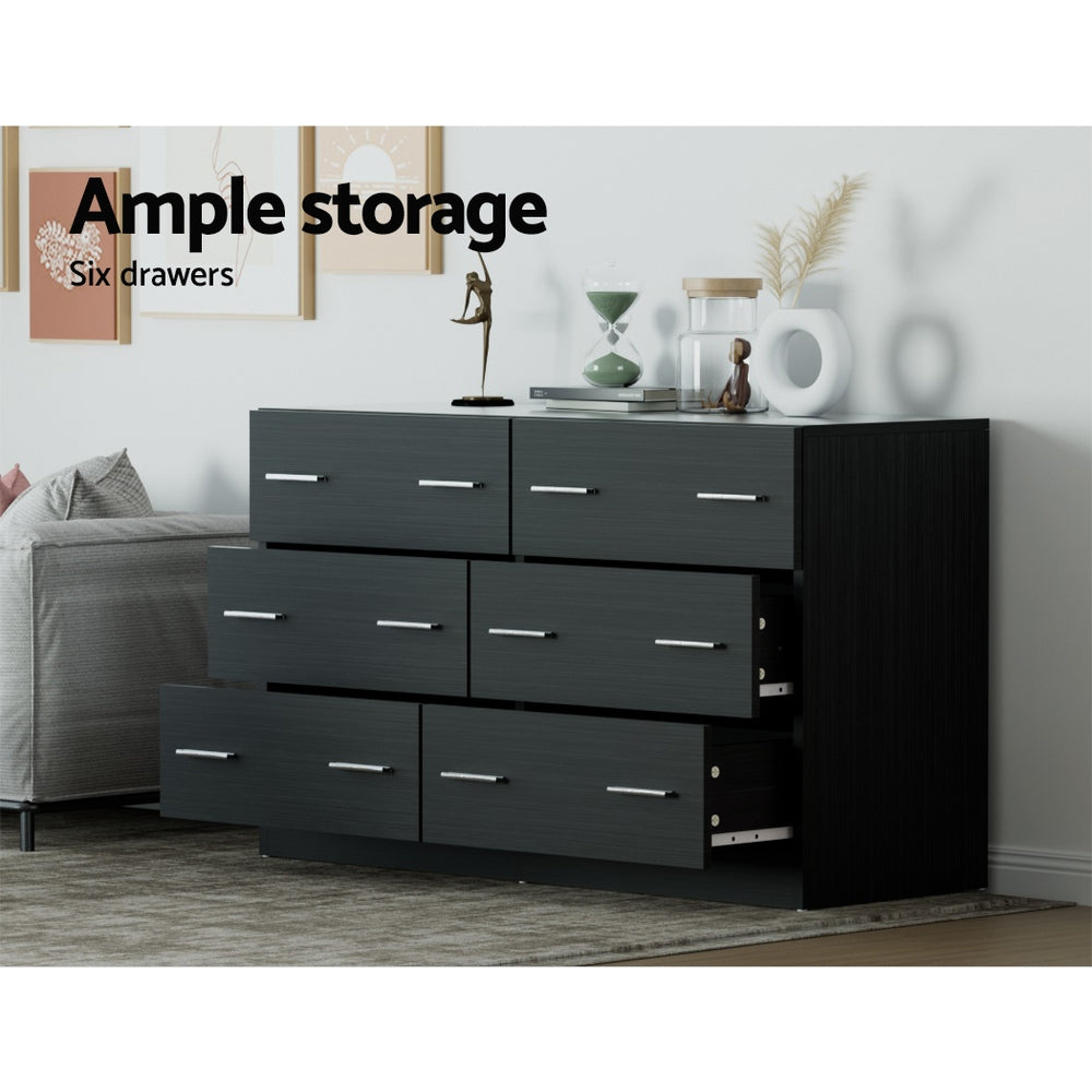 VEDA 6-Drawer Lowboy Chest Black