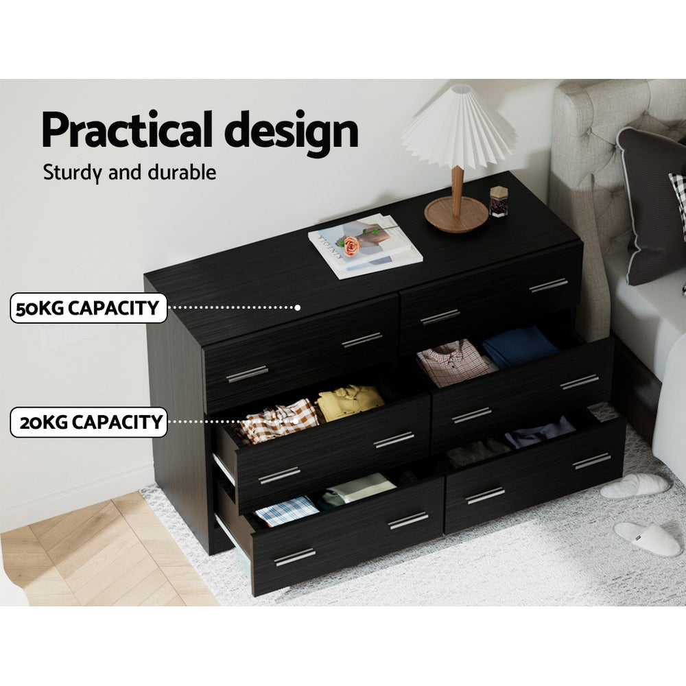 VEDA 6-Drawer Lowboy Chest Black