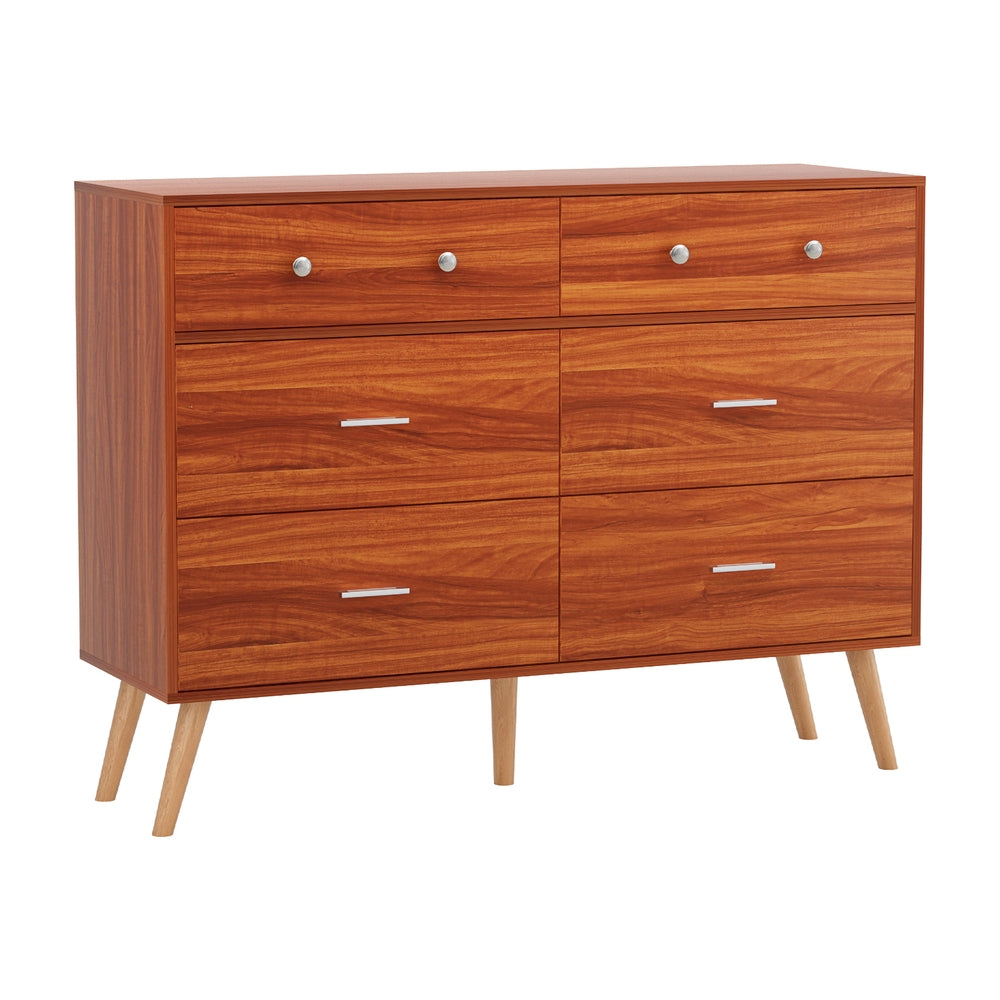 Artiss 6-Drawer Chest Storage Cabinet Walnut