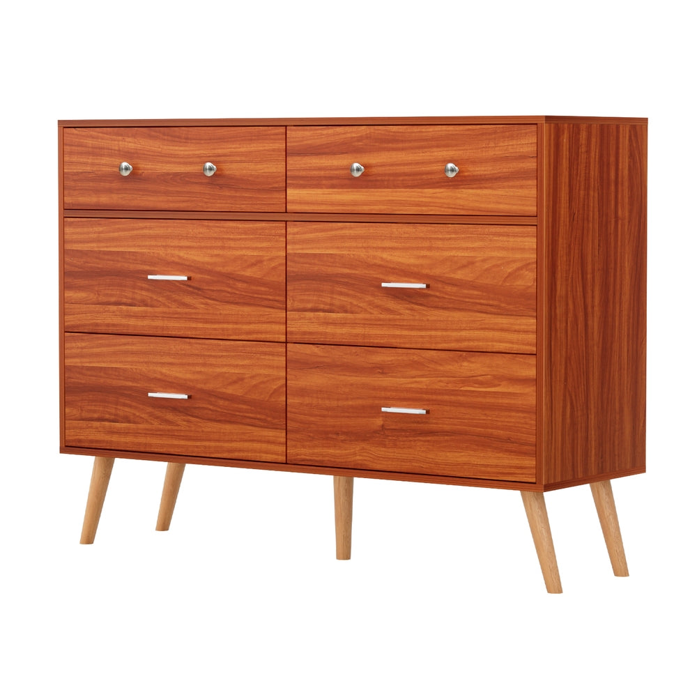 Artiss 6-Drawer Chest Storage Cabinet Walnut