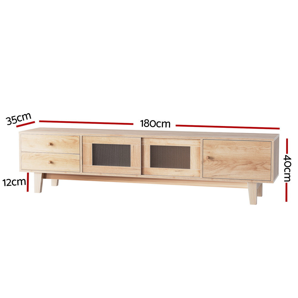 180cm Pine TV Cabinet Entertainment Unit, Drawers - Artiss