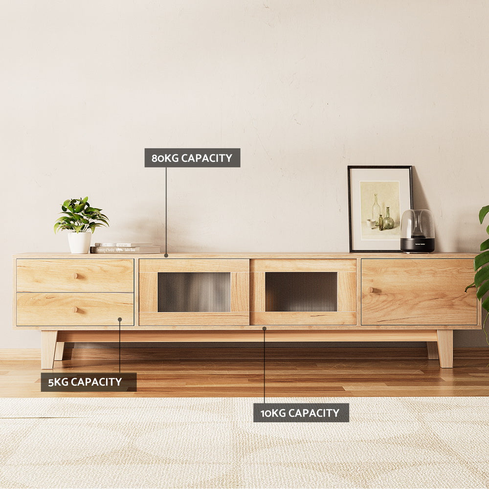 180cm Pine TV Cabinet Entertainment Unit, Drawers - Artiss