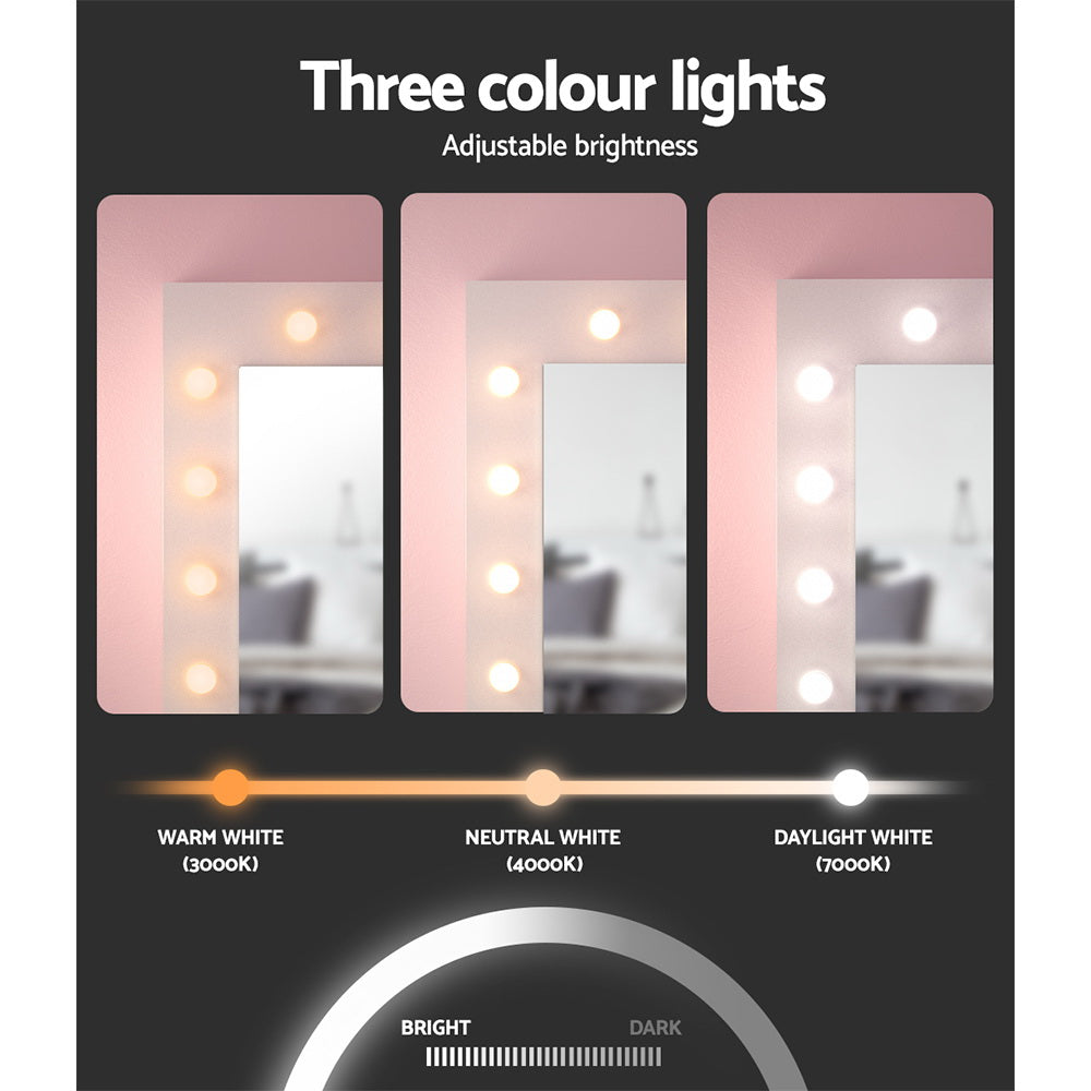 Artiss LED Dressing Table Set with Stool, 12 LED Bulbs, White