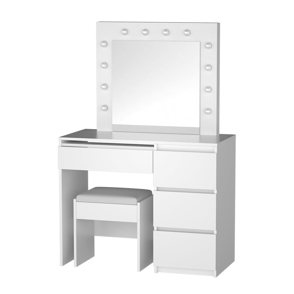 Artiss White Dressing Table Set LED Mirror Stool
