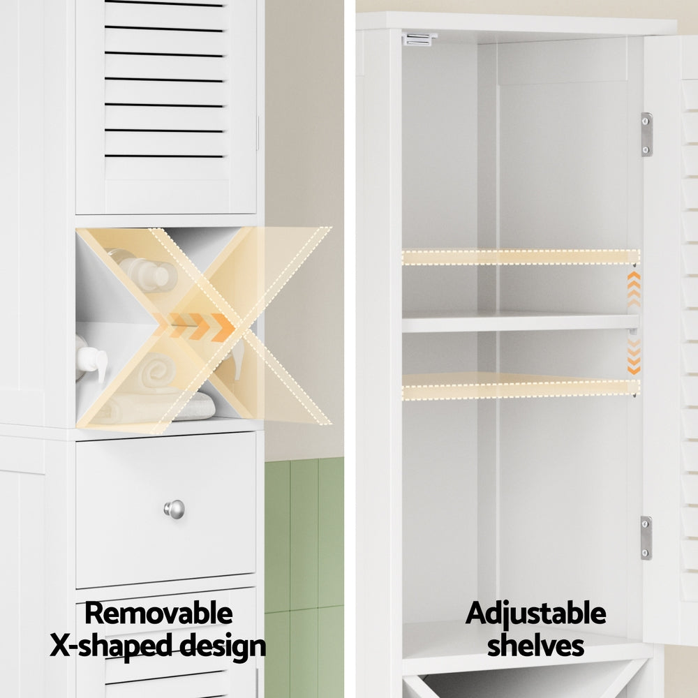 Artiss Bathroom Storage Cabinet 170cm Tall Slim White