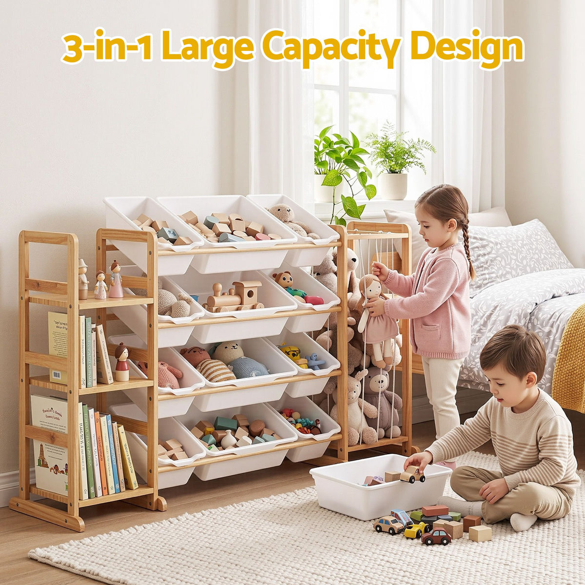 Keezi 3-in-1 Kids Toy Storage Organiser with 12 Bins
