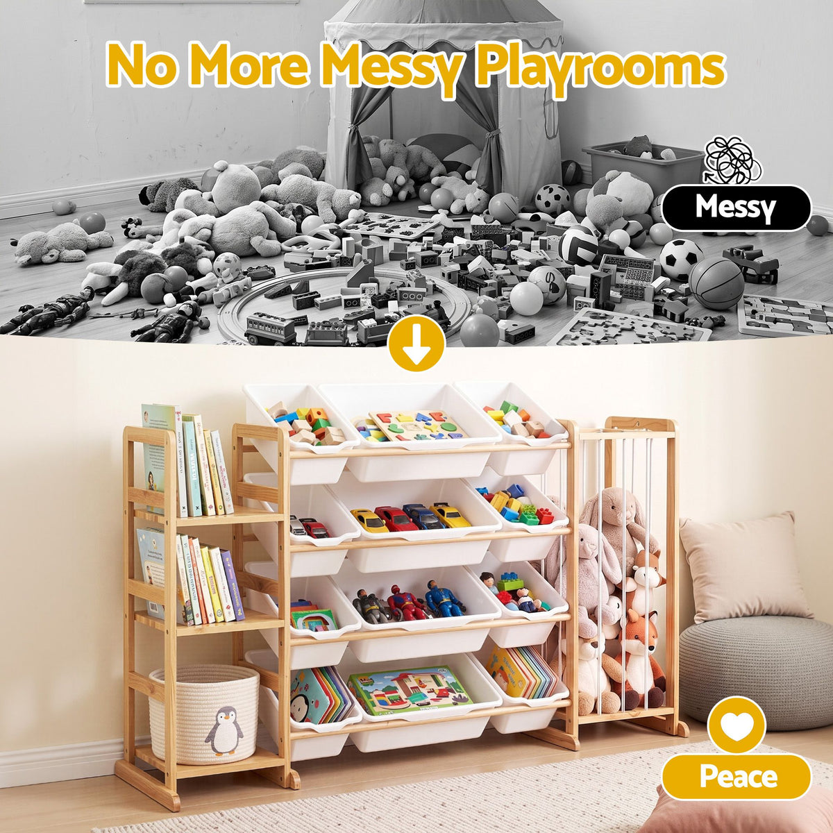 Keezi 3-in-1 Kids Toy Storage Organiser with 12 Bins