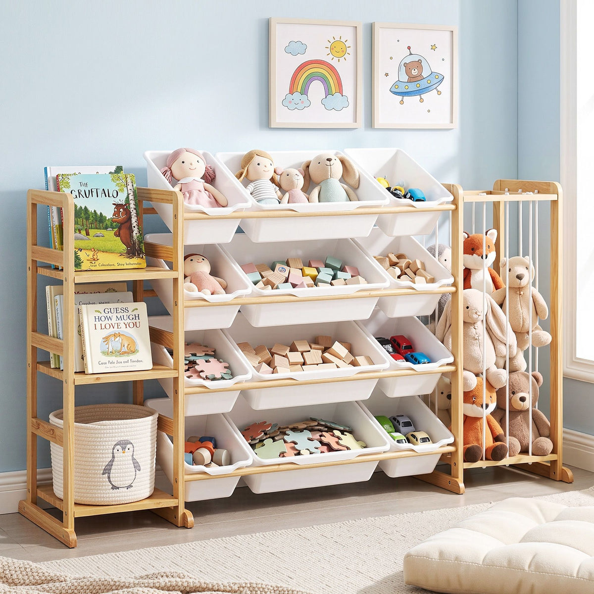 Keezi 3-in-1 Kids Toy Storage Organiser with 12 Bins