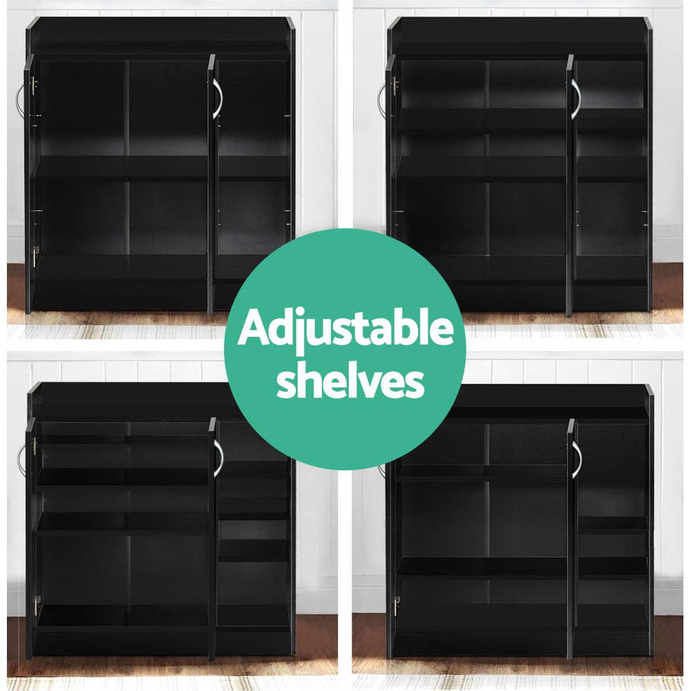 Clair Shoe Rack Cabinet 21 Pairs Adjustable Shelves Black