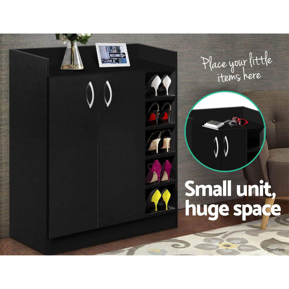 Clair Shoe Rack Cabinet 21 Pairs Adjustable Shelves Black