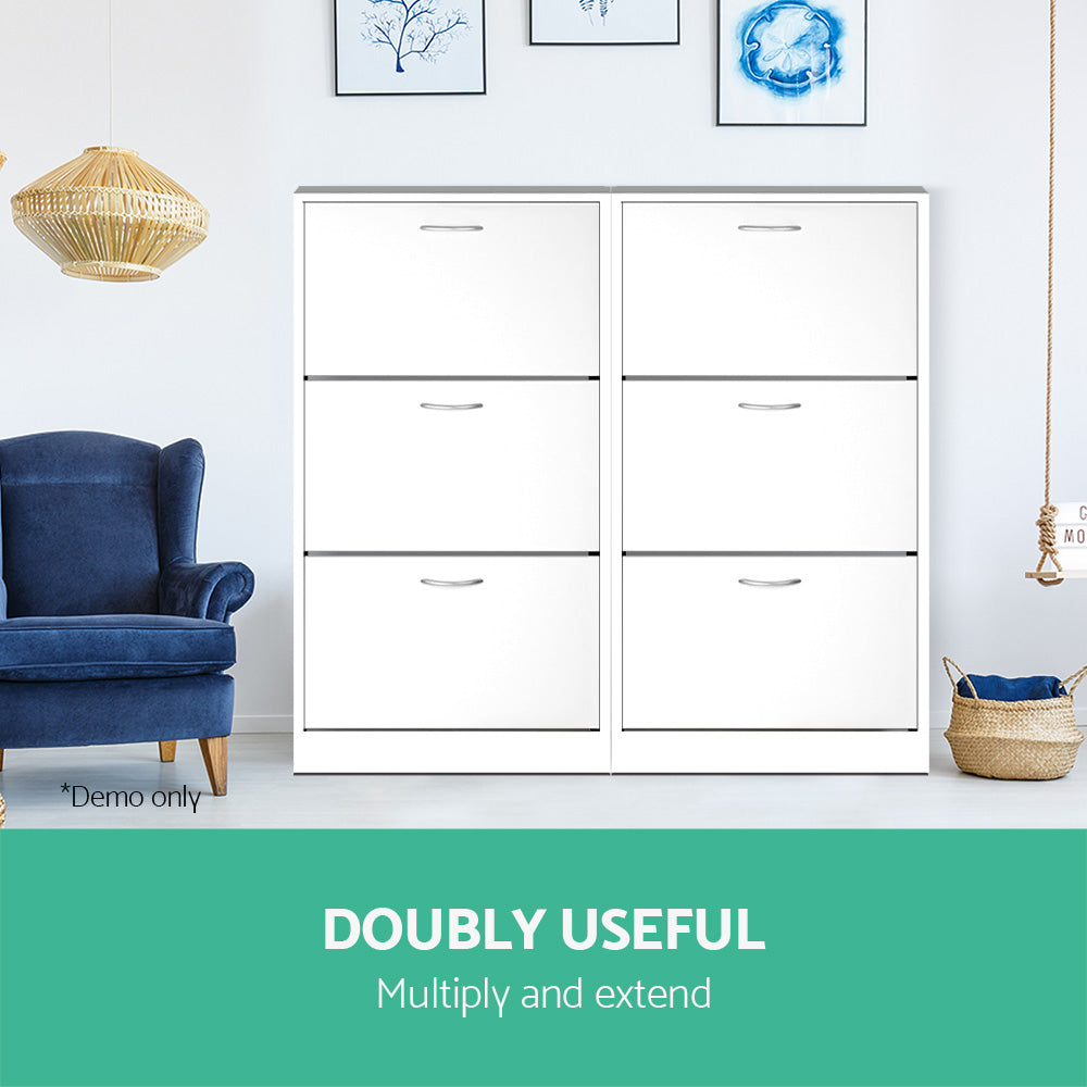 Ivy Shoe Rack Cabinet 36 Pairs Adjustable Shelves White
