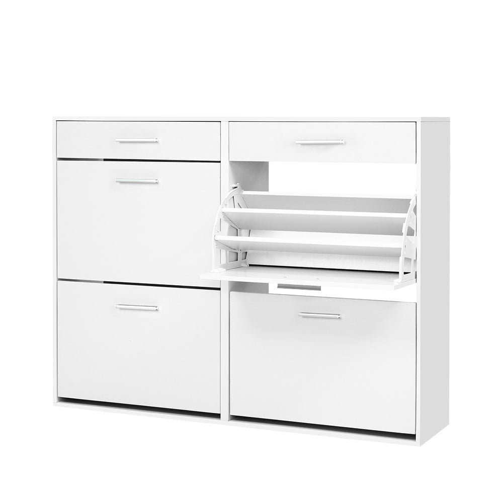 Sara Shoe Rack Cabinet 36 Pairs Adjustable Shelves White