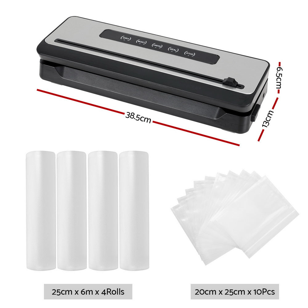 Devanti 120W Vacuum Sealer Machine 5 Modes Silver Black