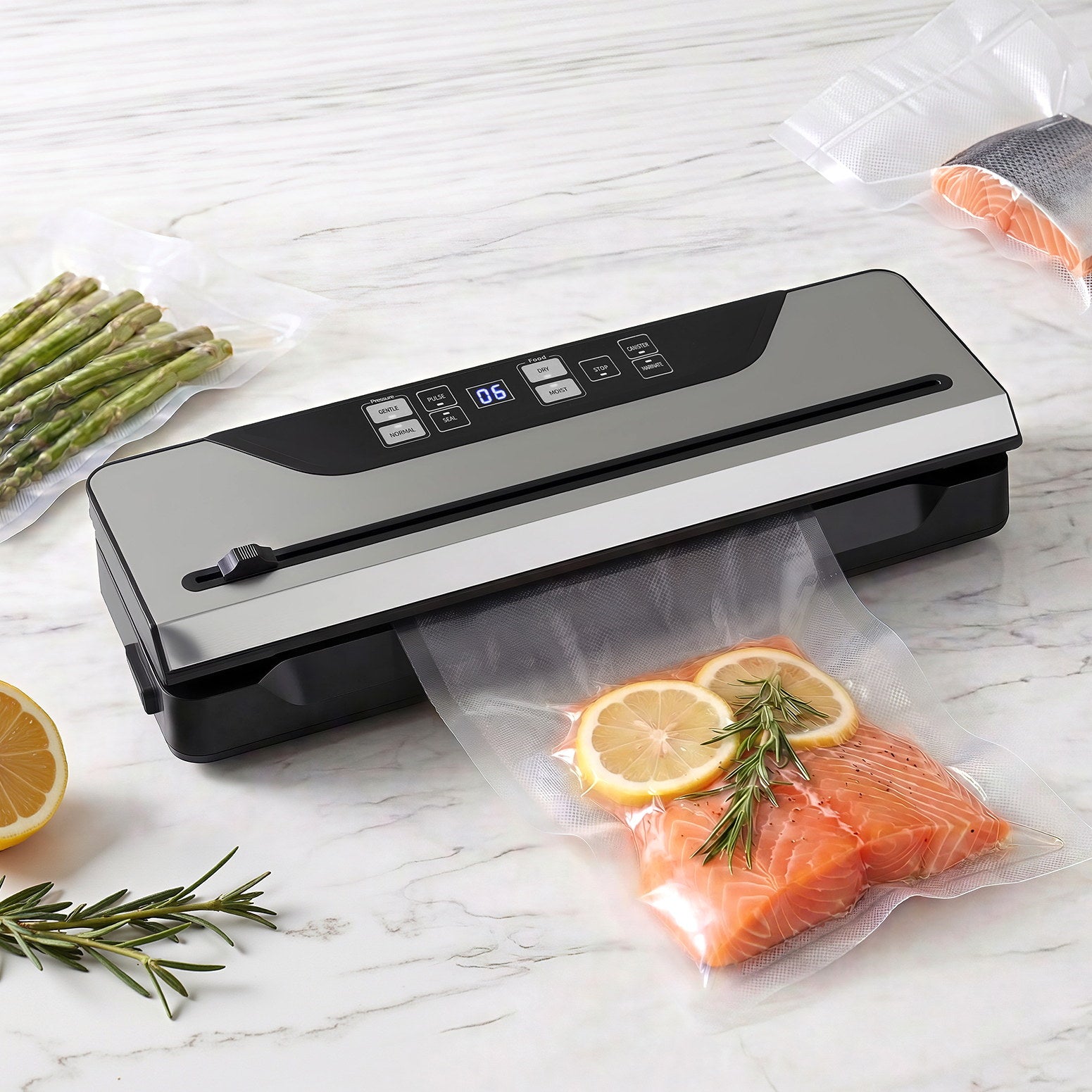 Devanti Food Vacuum Sealer Machine Auto Seal Slide Cutter 9 Modes Marinate Black