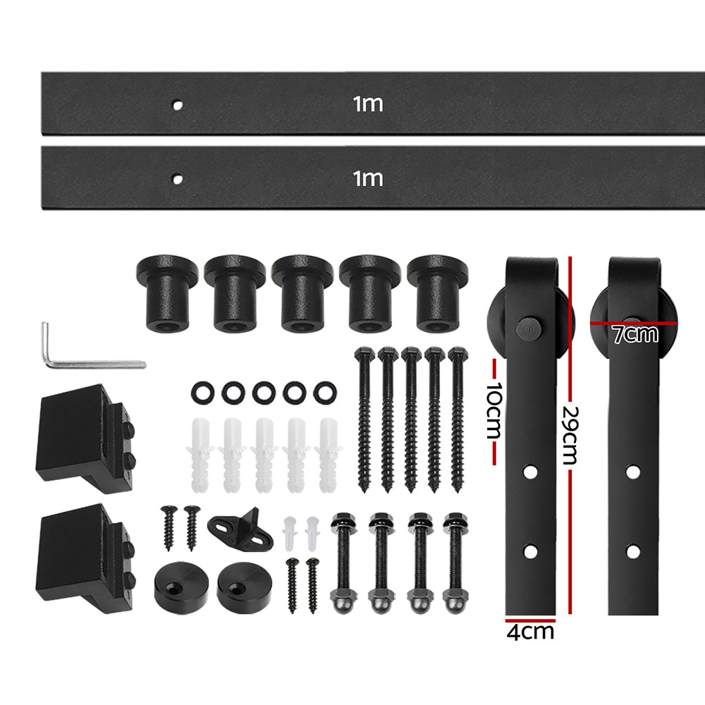 Cefito 2m Sliding Barn Door Hardware Track Set Black