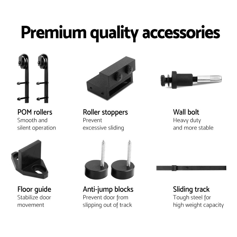 Cefito 2m Sliding Barn Door Hardware Track Set Black