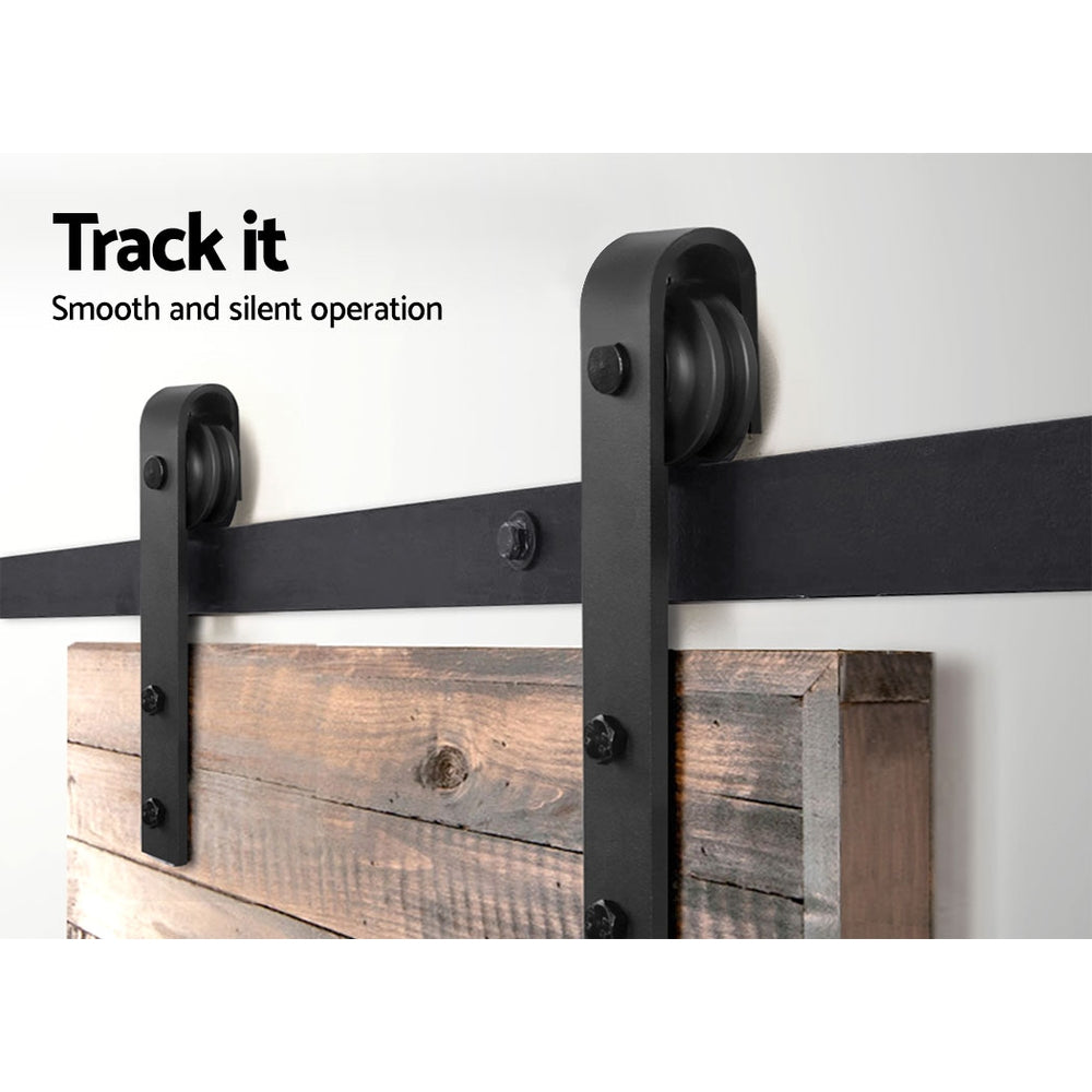 Cefito 2m Sliding Barn Door Hardware Track Set Black