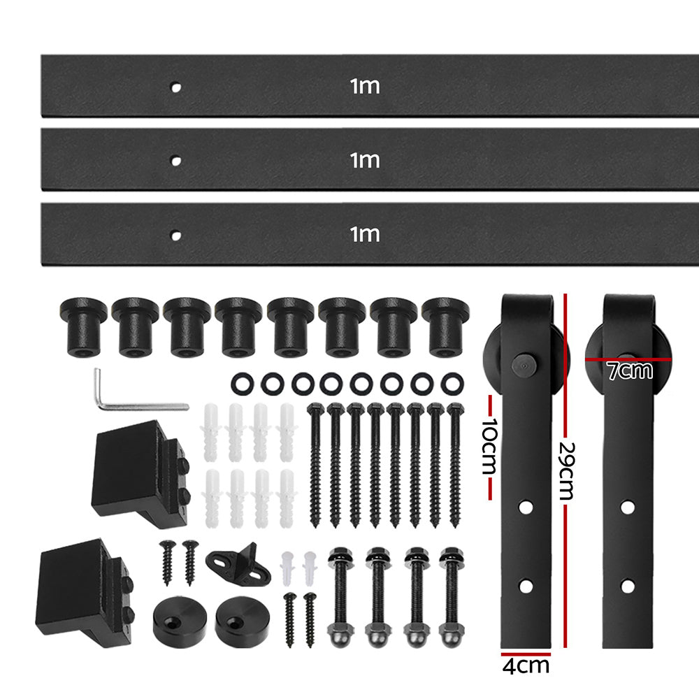 Cefito 3m Sliding Barn Door Hardware Track Set Black